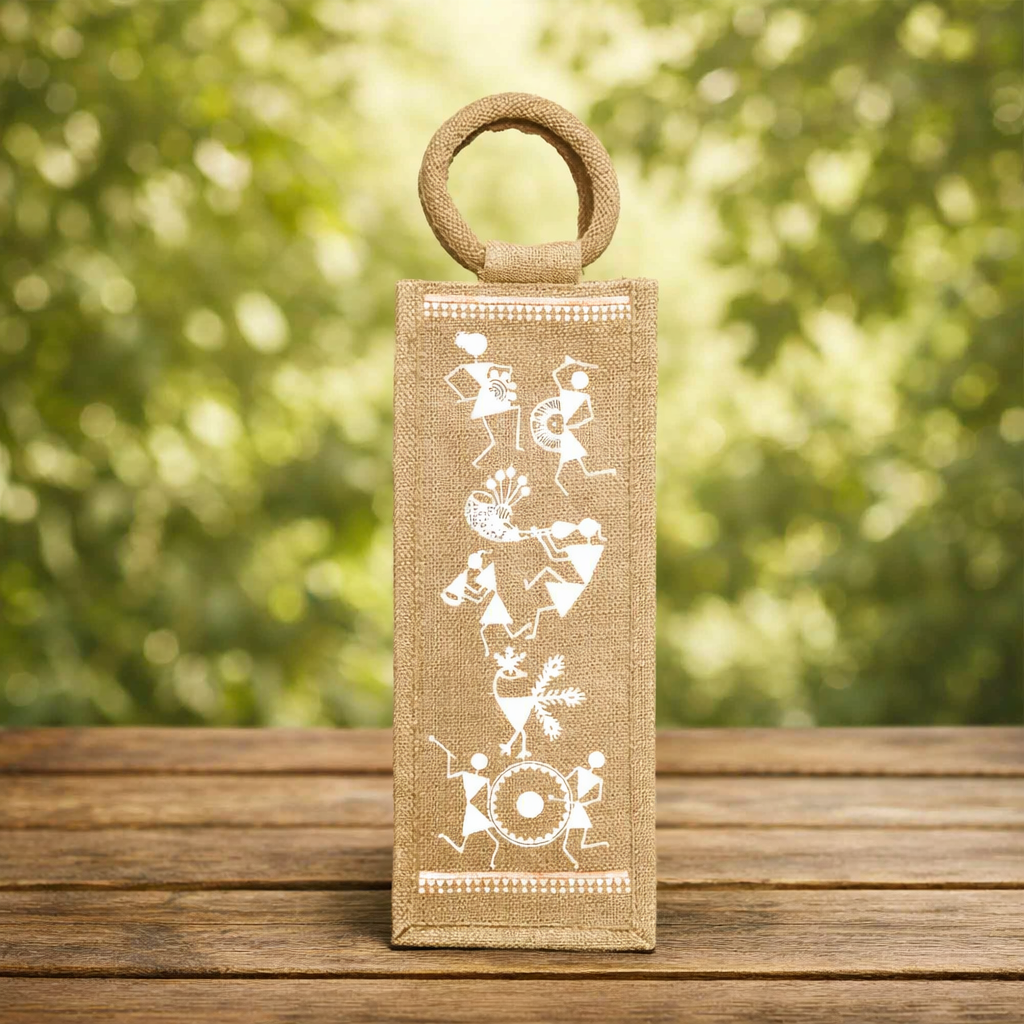Warli Jute Bottle Bag