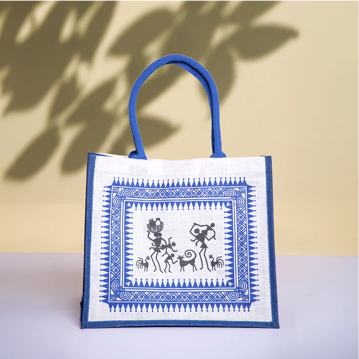 Warli Print Jute Bag
